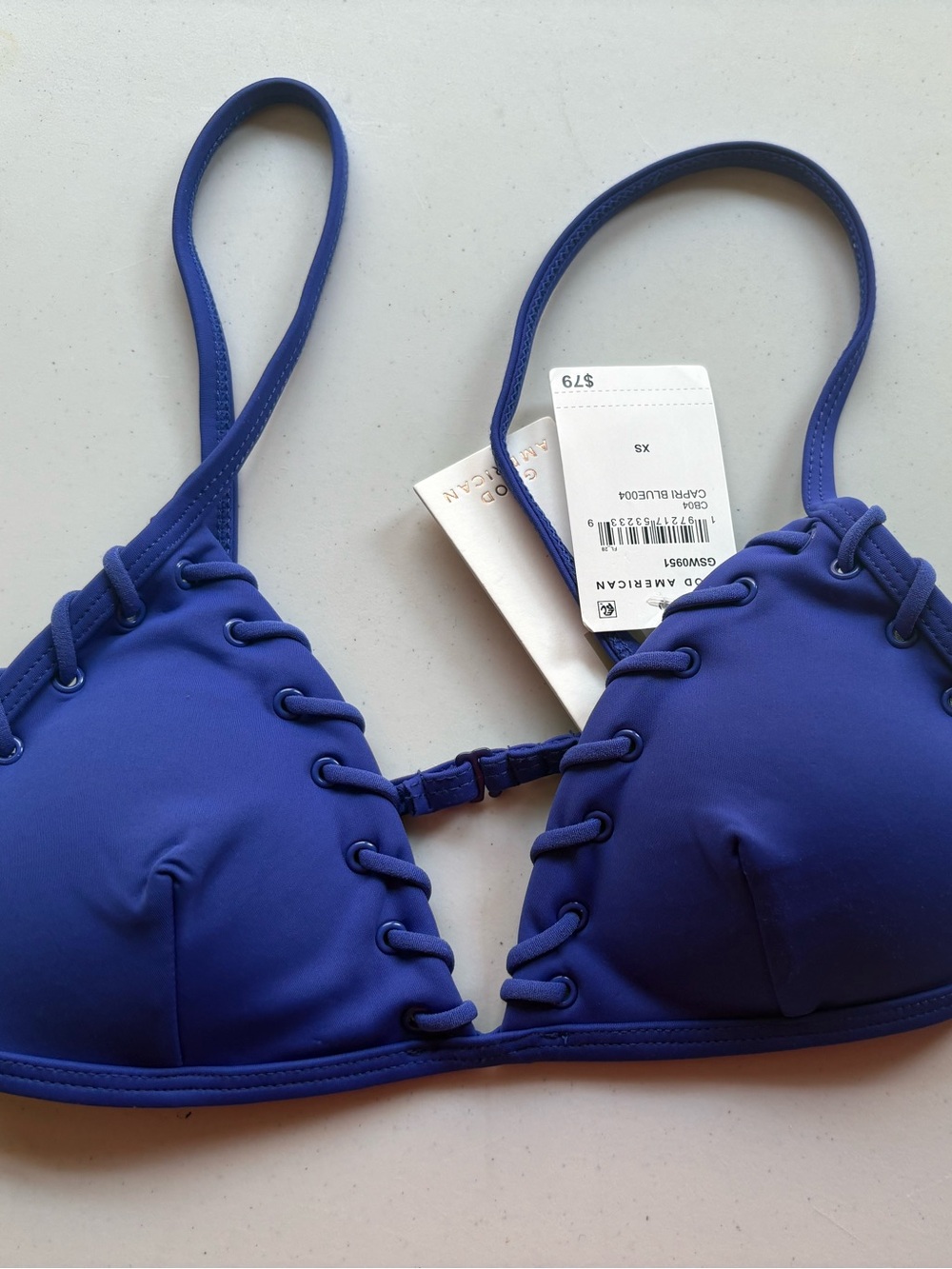 Good American Bikini Top, Capri Blue, Size XS, New With Tags